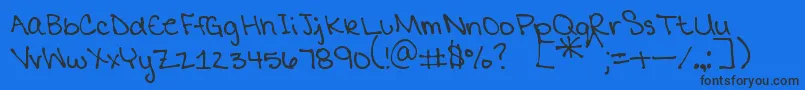 MtfMikaylaPrint-fontti – mustat fontit sinisellä taustalla