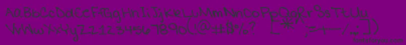 MtfMikaylaPrint-fontti – mustat fontit violetilla taustalla
