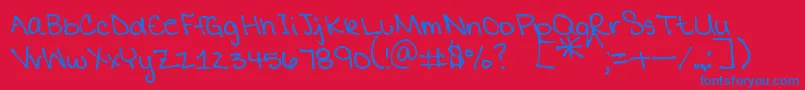 MtfMikaylaPrint Font – Blue Fonts on Red Background