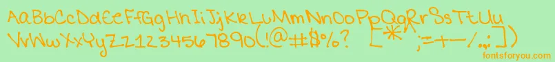 MtfMikaylaPrint Font – Orange Fonts on Green Background