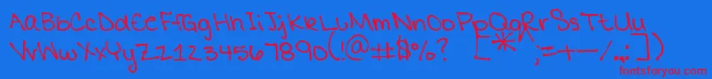 MtfMikaylaPrint Font – Red Fonts on Blue Background