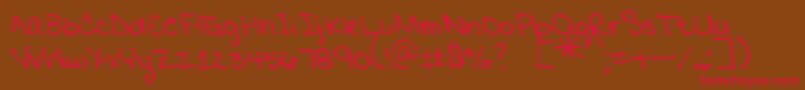 MtfMikaylaPrint Font – Red Fonts on Brown Background