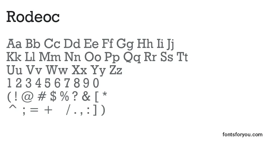 A fonte Rodeoc – alfabeto, números, caracteres especiais