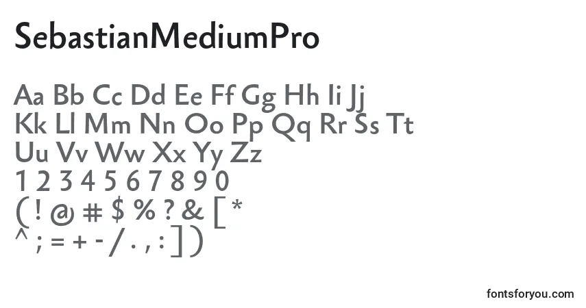 Schriftart SebastianMediumPro – Alphabet, Zahlen, spezielle Symbole