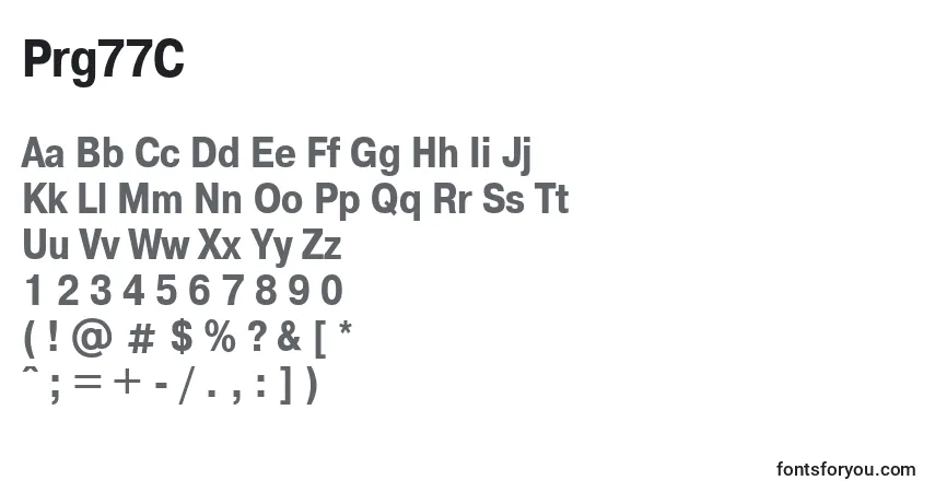 Schriftart Prg77C – Alphabet, Zahlen, spezielle Symbole