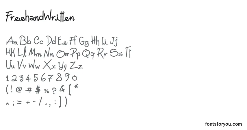 A fonte FreehandWritten (34475) – alfabeto, números, caracteres especiais