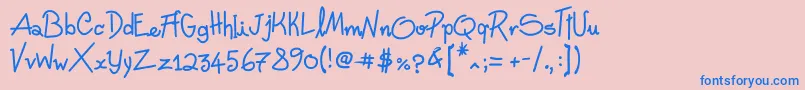 Czcionka FreehandWritten – niebieskie czcionki na różowym tle
