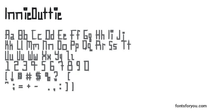 A fonte InnieOuttie – alfabeto, números, caracteres especiais