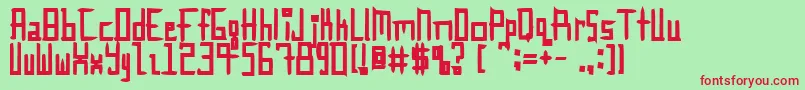 フォントInnieOuttie – 赤い文字の緑の背景