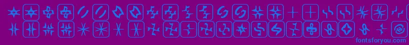 Zone23Foopy6-Schriftart – Blaue Schriften auf violettem Hintergrund