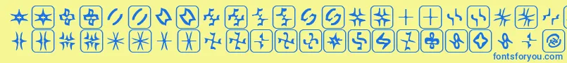Шрифт Zone23Foopy6 – синие шрифты на жёлтом фоне