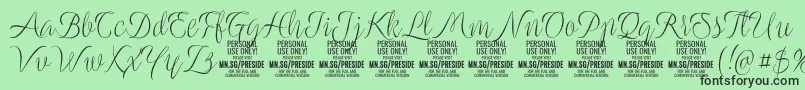 PresidelightPersonalUse Font – Black Fonts on Green Background