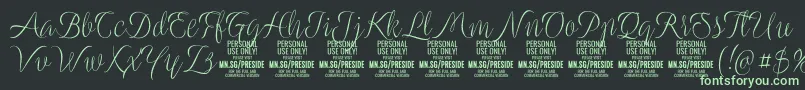 PresidelightPersonalUse Font – Green Fonts on Black Background