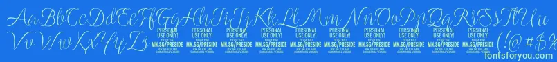 PresidelightPersonalUse-Schriftart – Grüne Schriften auf blauem Hintergrund