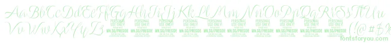 PresidelightPersonalUse Font – Green Fonts on White Background