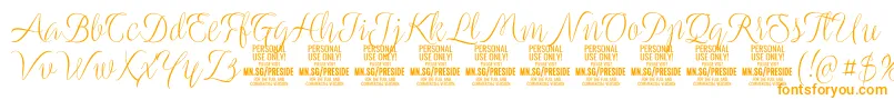 PresidelightPersonalUse Font – Orange Fonts on White Background