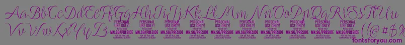 Saiba mais sobre a fonte PresidelightPersonalUse Fonte PresidelightPersonalUse – fontes roxas em um fundo cinza