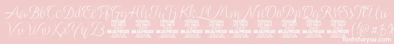 PresidelightPersonalUse-Schriftart – Weiße Schriften auf rosa Hintergrund