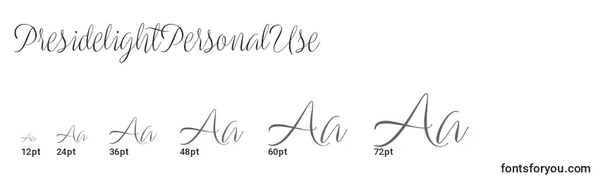 PresidelightPersonalUse Font Sizes