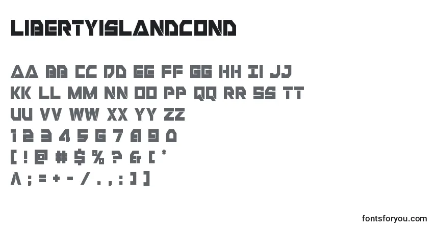 Libertyislandcond-fontti – aakkoset, numerot, erikoismerkit