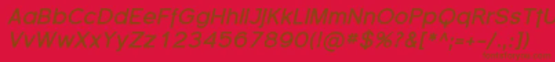 FlorencesansBoldItalic-Schriftart – Braune Schriften auf rotem Hintergrund