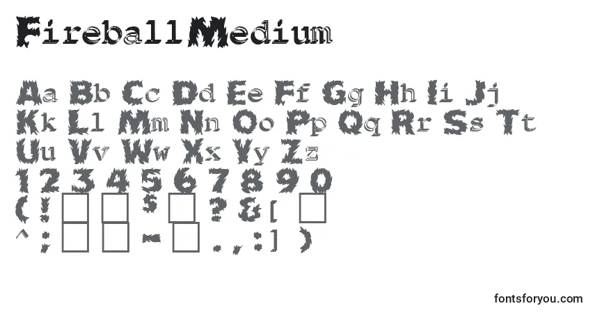 Czcionka FireballMedium – alfabet, cyfry, specjalne znaki