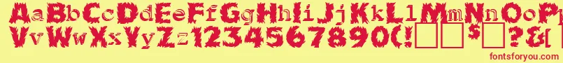 フォントFireballMedium – 赤い文字の黄色い背景