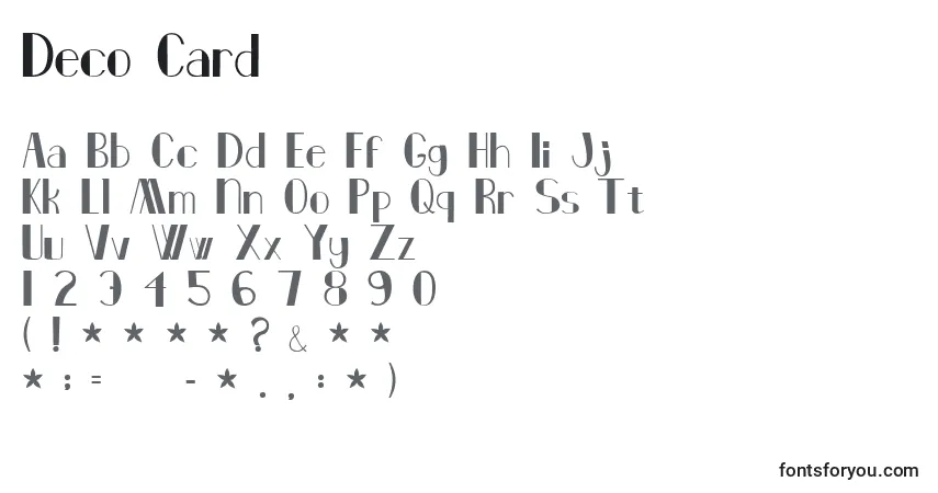 Schriftart Deco Card – Alphabet, Zahlen, spezielle Symbole