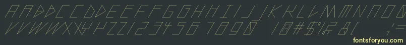 Czcionka SlantedItalicShiftThin – żółte czcionki na czarnym tle