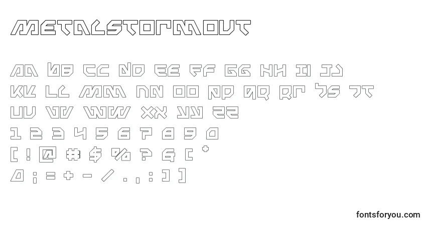 Schriftart Metalstormout – Alphabet, Zahlen, spezielle Symbole