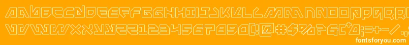 Metalstormout-Schriftart – Weiße Schriften auf orangefarbenem Hintergrund