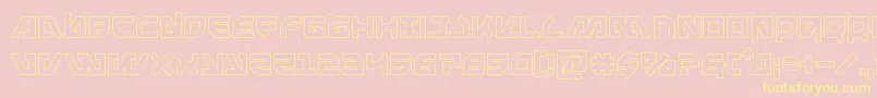 Metalstormout-Schriftart – Gelbe Schriften auf rosa Hintergrund