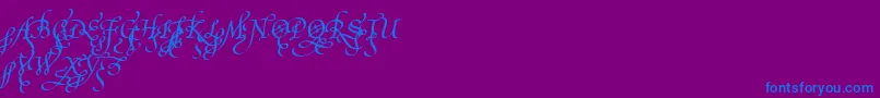 PoeticaSuppInitialSwashCapitals-Schriftart – Blaue Schriften auf violettem Hintergrund