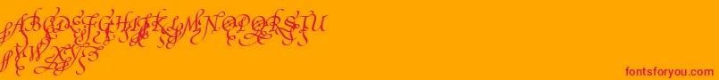 PoeticaSuppInitialSwashCapitals Font – Red Fonts on Orange Background