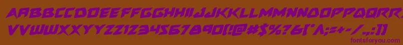 Skirmisherrotal-Schriftart – Violette Schriften auf braunem Hintergrund