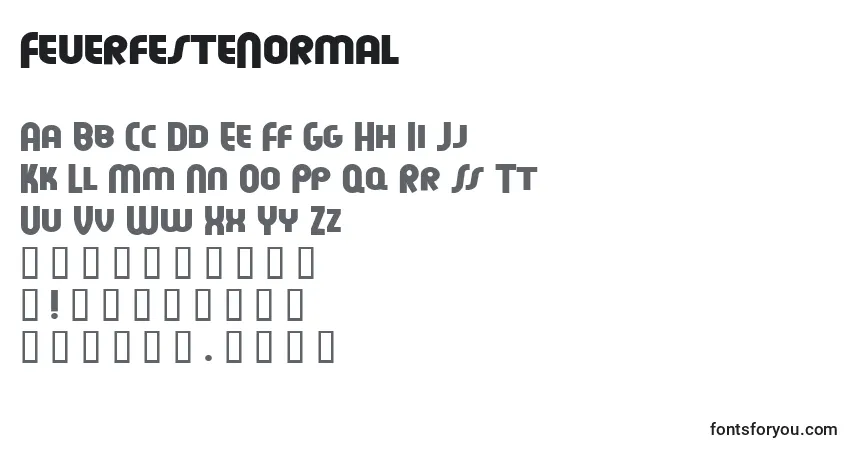 A fonte FeuerfesteNormal – alfabeto, números, caracteres especiais