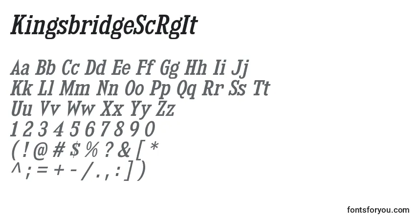 Czcionka KingsbridgeScRgIt – alfabet, cyfry, specjalne znaki