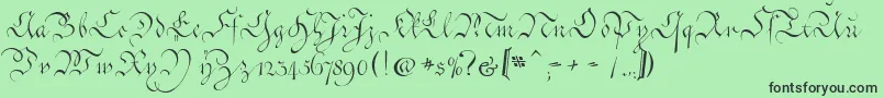 Шрифт CoentgenKanzleyAufrecht – чёрные шрифты на зелёном фоне