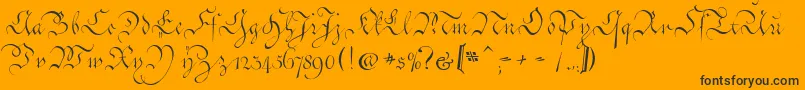 Шрифт CoentgenKanzleyAufrecht – чёрные шрифты на оранжевом фоне
