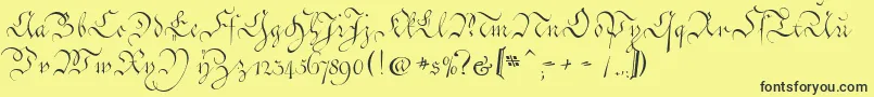 CoentgenKanzleyAufrecht Font – Black Fonts on Yellow Background