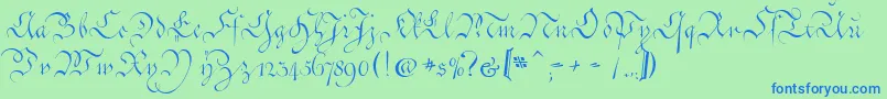 CoentgenKanzleyAufrecht Font – Blue Fonts on Green Background
