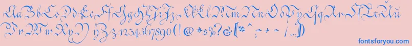 Шрифт CoentgenKanzleyAufrecht – синие шрифты на розовом фоне