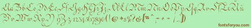 CoentgenKanzleyAufrecht-fontti – ruskeat fontit vihreällä taustalla
