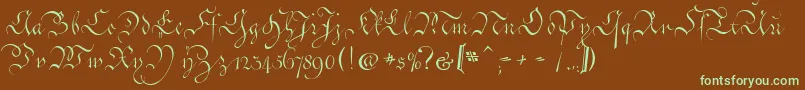 CoentgenKanzleyAufrecht Font – Green Fonts on Brown Background