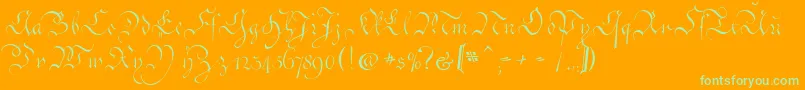 CoentgenKanzleyAufrecht-fontti – vihreät fontit oranssilla taustalla