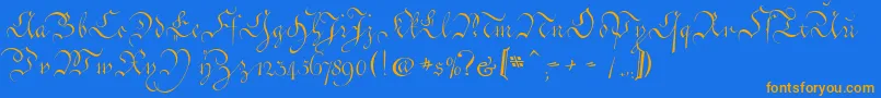 CoentgenKanzleyAufrecht Font – Orange Fonts on Blue Background