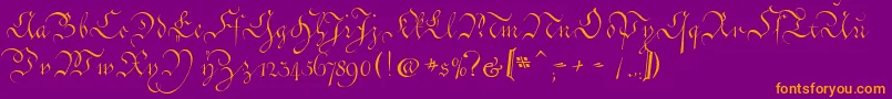 CoentgenKanzleyAufrecht Font – Orange Fonts on Purple Background