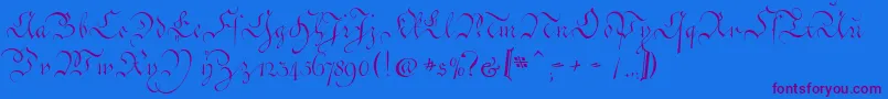 CoentgenKanzleyAufrecht Font – Purple Fonts on Blue Background