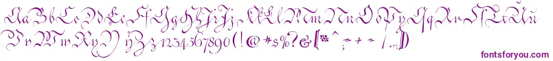CoentgenKanzleyAufrecht-fontti – violetit fontit valkoisella taustalla