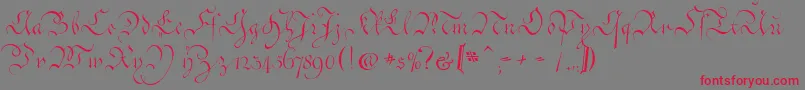 CoentgenKanzleyAufrecht Font – Red Fonts on Gray Background